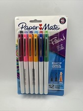 Paper Mate Flair Felt Tip Porous Point Pen Bold 1.2mm Assorted Colors, 12-Pack