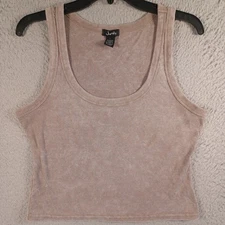 Justify Womens Brown Tank Top Size Large Round Neck Stretch Soft Comfortable