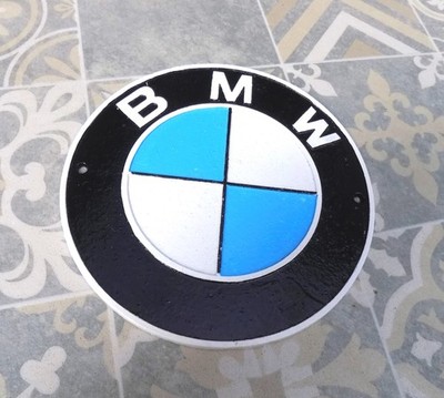 SCHWERES GUSSEISEN 3 FARBIGES SCHILD ODER PLAKETTE FÜR '' BMW '' AUTOS