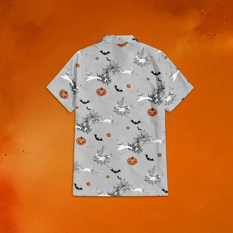 Disney Zero Ghost Dog The Nightmare Before Christmas Grey Hawaiian Shirt
