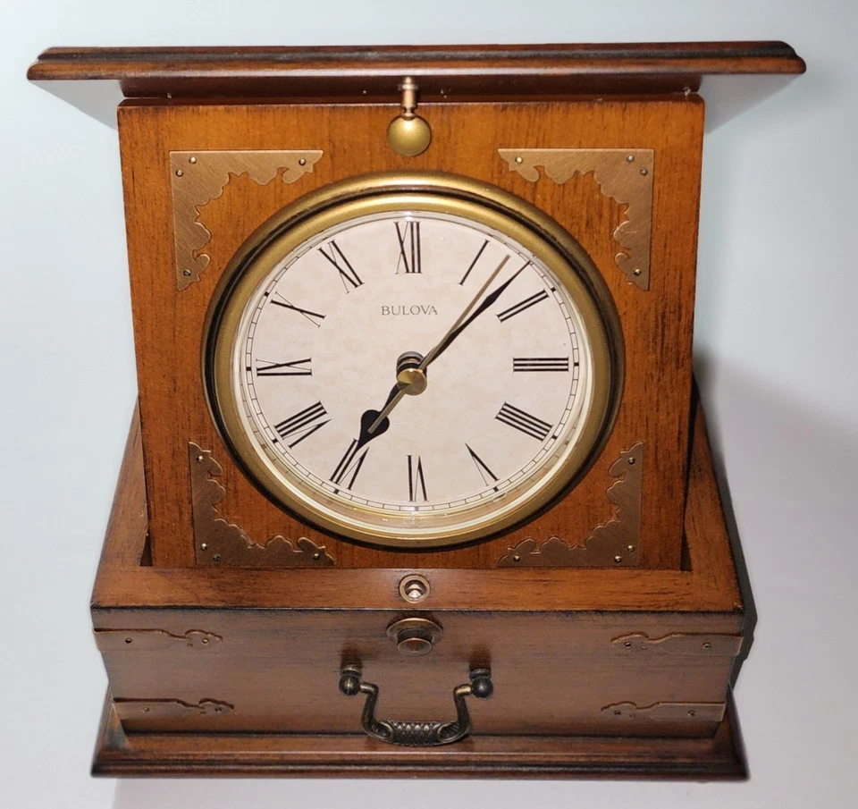 Impresionante reloj de escritorio ejecutivo Bulova Edinbridge LB7450 probado y funcionando 7,5" usado en excelente estado Foto 2 de 4