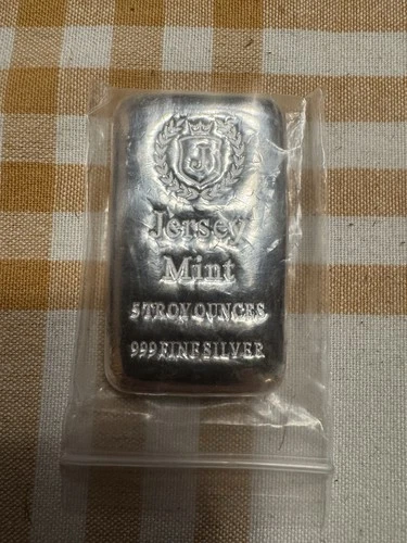 JERSEY MINT 5 oz 0.999 Silver Bullion Casted Bar