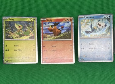 Pokemon Tepig 011 Snivy 001 Oshawott 021 Black Bolt White Flare Promo set