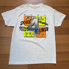 Vintage Champion 1990 Final Four March Madness Duke Arkansas White Shirt Sz L