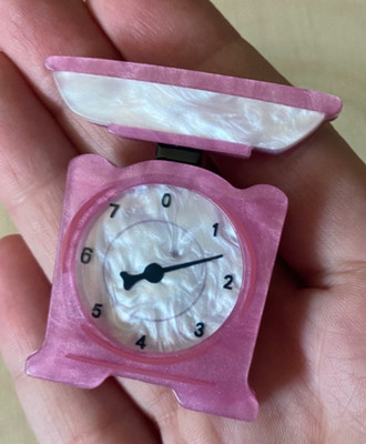 Erstwilder Balance the Scales Vintage Kitchen Collection Pink Brooch
