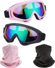 Motorcycle Goggles 2 Pack Dirt Bike with Neck Breathable Bandana Mask