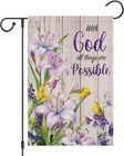 "With God All Things Are Possible" Spring Garden Flag 12x18 Double Sided Burlap,