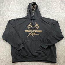 Realtree Hoodie Mens XL Black Xtra Camo Lined Hood Pullover Kangaroo Pocket