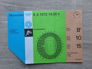 Alte Eintrittskarte Olympia 1972 in München Leichtathletik 6.September 1972