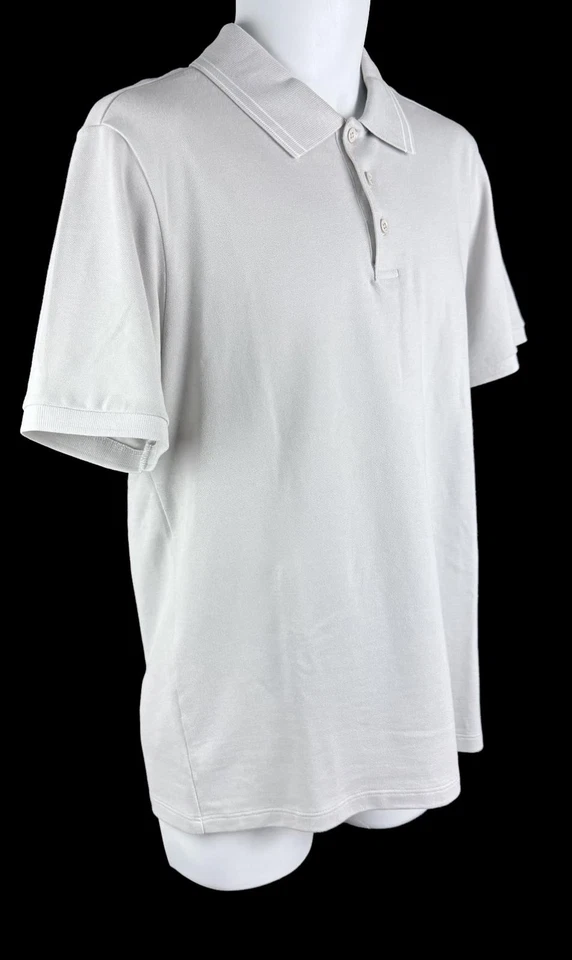 Men's Theory Light Grey Cotton Short Sleeve Polo Shirt Size M - Image 2 of 4