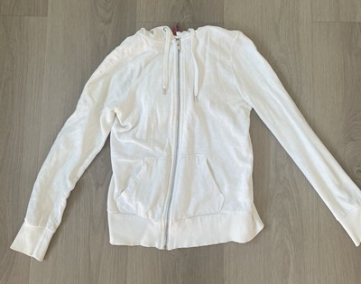 H&M Divided White Zip-up Hoodie Jacket Pockets Minimal Sporty Athletic Sz 4