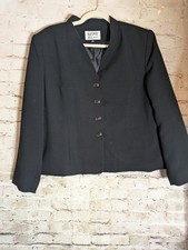 Vintage Kasper Blazer 16 Petite Black With Gold Accent Buttons 90's Couture Glam