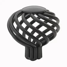 GlideRite 1-1/2" Round Birdcage Cabinet Hardware Knob - Matte Black 3072-MB-1