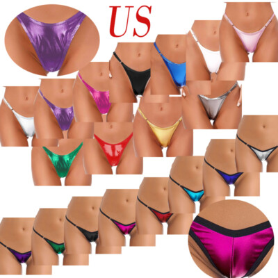 Women Shiny Metallic G-Strings MicroThong T-Back Panties Underpant Lingerie Sexy