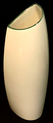 JOHN BERGEN STUDIO Abstract Post Modern Vase RARE Cream & Green Vtg Fall