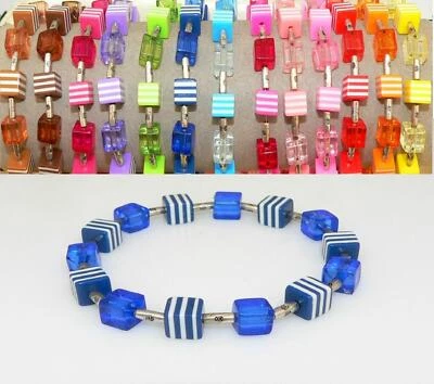 Armband Würfel Harz Resin gestreift Stretch gummi elastik Auswahl Farbe 022 - Bild 1 von 4