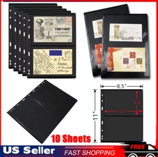 Collectors Stamp Pages for Stamp Album Binder, 10 Sheet, 2 Rows Pages for Stamp