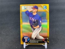 2016 BOWMAN CHROME CONNOR SADZECK 1ST BOWMAN AUTO GOLD REFRACTOR 42/50 RANGERS