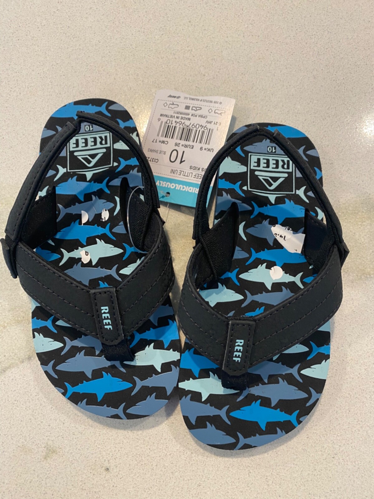 NWT Kids Reef Flip Flops Sandals Blue Shark Print Toddler size 10 Summer  Shoes | eBay