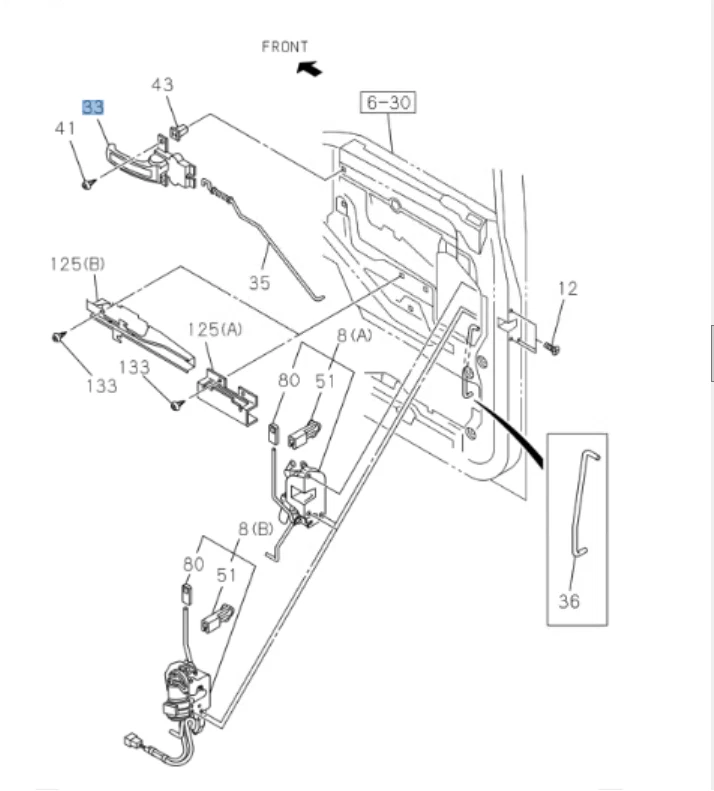 Door Handle Right Passenger Side Inner For ISUZU NRR NPR NPR-HD NQR 95-07 - Изображение 2 из 4