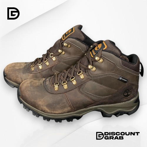 Timberland Mt. Maddsen Waterproof Mid Hiker Boots Brown Leather Size 12 Wide - Picture 5 of 8