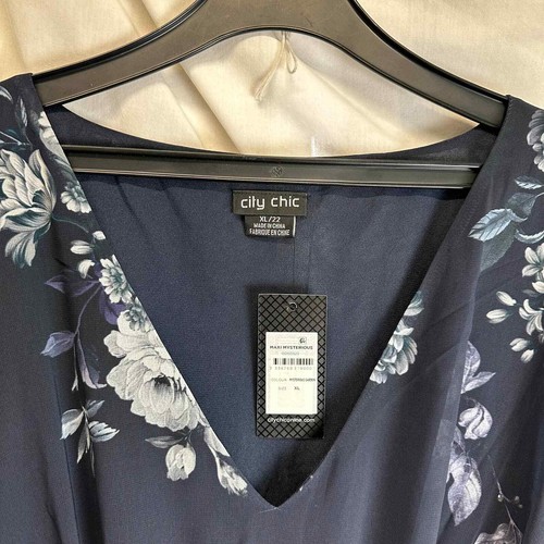 NWT City Chic Mysterious Maxi Tier Fairycore Dress Women’s XL/22 Navy Blue - Picture 9 of 18