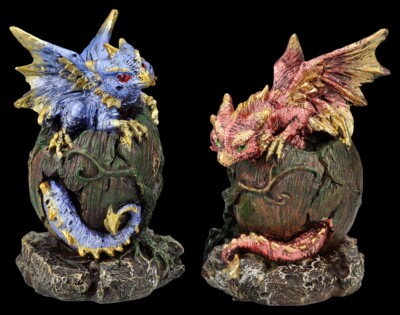 Drachen Figuren 2er Set - Hüter der Wälder - Dragon Geschenk Sammler