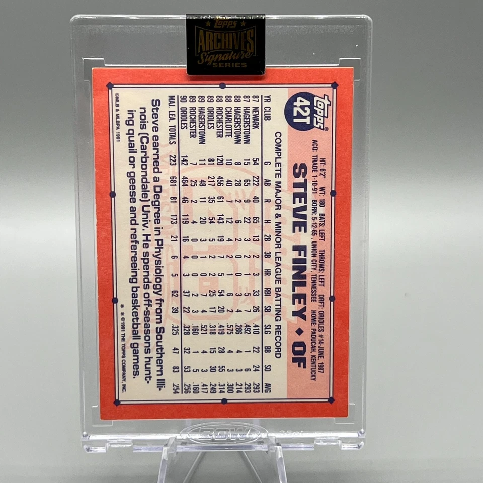 1991 Topps negociado Steve Finley #42T RC recompra en tarjeta archivos automáticos/39 serie Foto 4 de 4