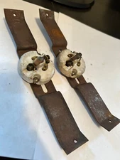 2 UNIQUE 8 1/2" STEEL & PORCELAIN CEILING LIGHT FIXTURE FLUSH MOUNT BAR BRACKET