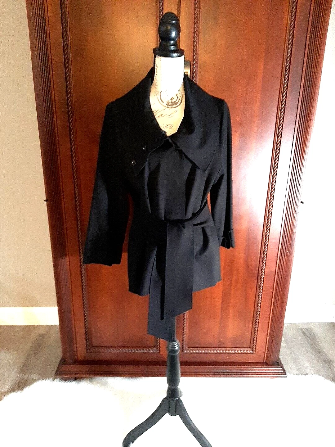VALENTINO Anthropologie Luii Valentina donna taglia L maglione giacca cravatta davanti nero
