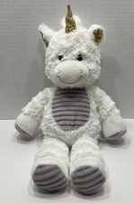 Spark Create Imagine Plush White Gold Unicorn Crinkle Ears Stitched Eyes Rattle