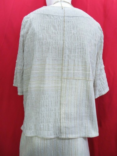 Claudia Stevens summer cool beige cotton linen mix top skirt trousers 3pc UK 20 - Picture 4 of 12