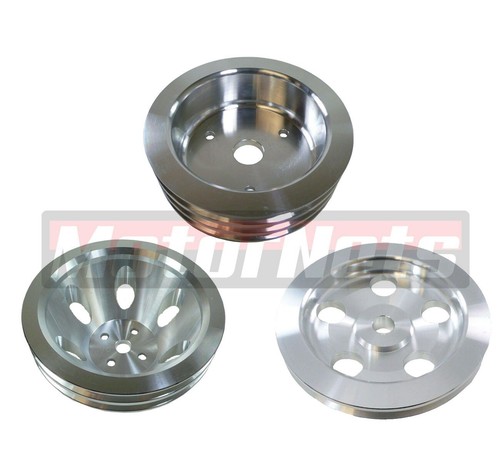 SB Chevy SWP Aluminum 2/3/1 Water Crankshaft Power Steering Pulley Kit 305 350 - Bild 2 von 8