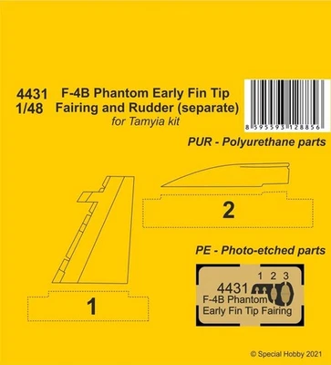 F-4B Phantom Early Fin Tip Fairing and Rudder (separate), 1/48 - CMK 129-4431 - Photo 1/2