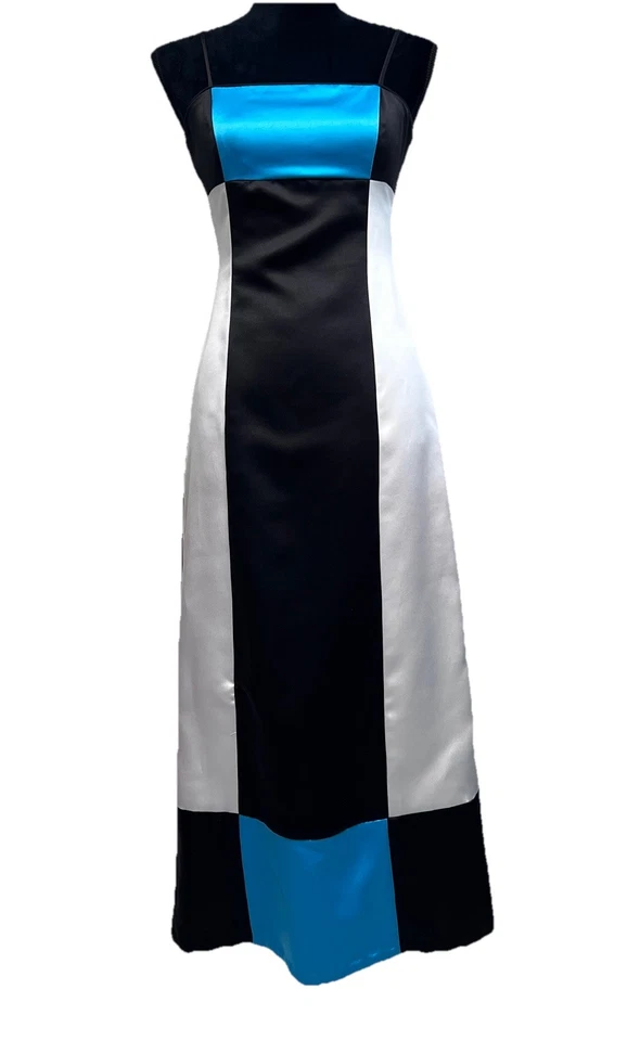 Vestido De Colección Años 90 Y2K Baile de graduación ColorBlock Regreso a casa Formal Talla 5 Grunge Gótico Satinado Foto 2 de 4