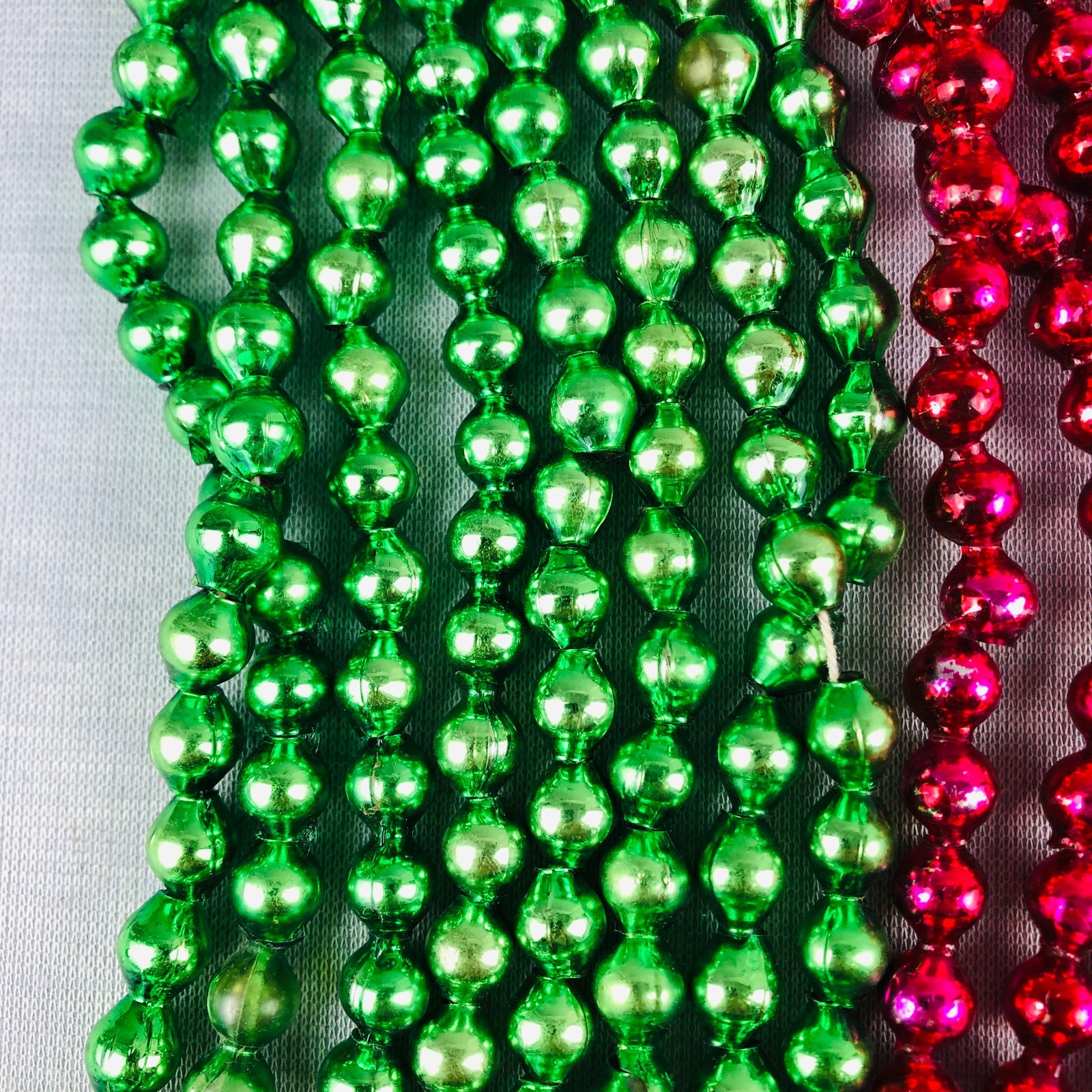 Vintage Mercury Glass Bead Garland lot Green 90" Pink 92" Silver 100" Blue 34"