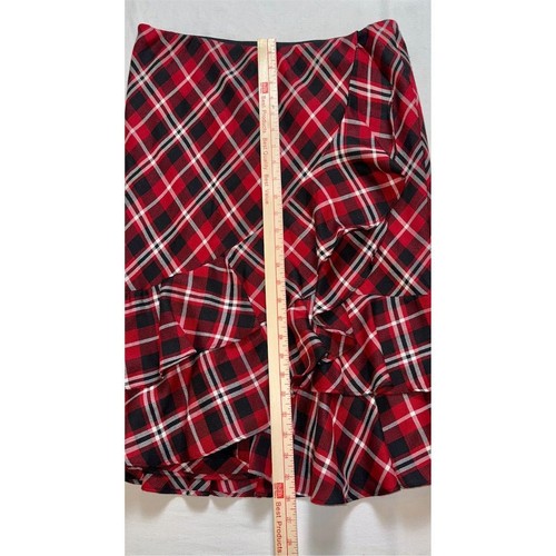 Ralph Lauren Mujer Rojo Cuadros Línea A Midi Vintage Falda M Academia Oficina Sirena - Imagen 7 de 9