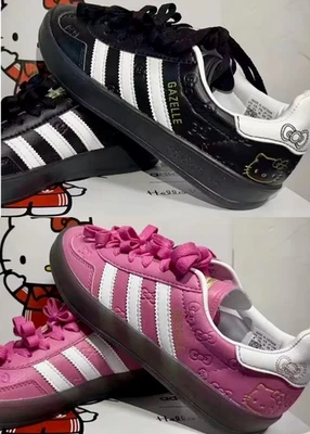 ADIDAS X SANRIO HELLO KITTY US SELLER adidas x Hello Kitty Gazelle Sneakers Black Pink Sz EU36-45, USM4-11