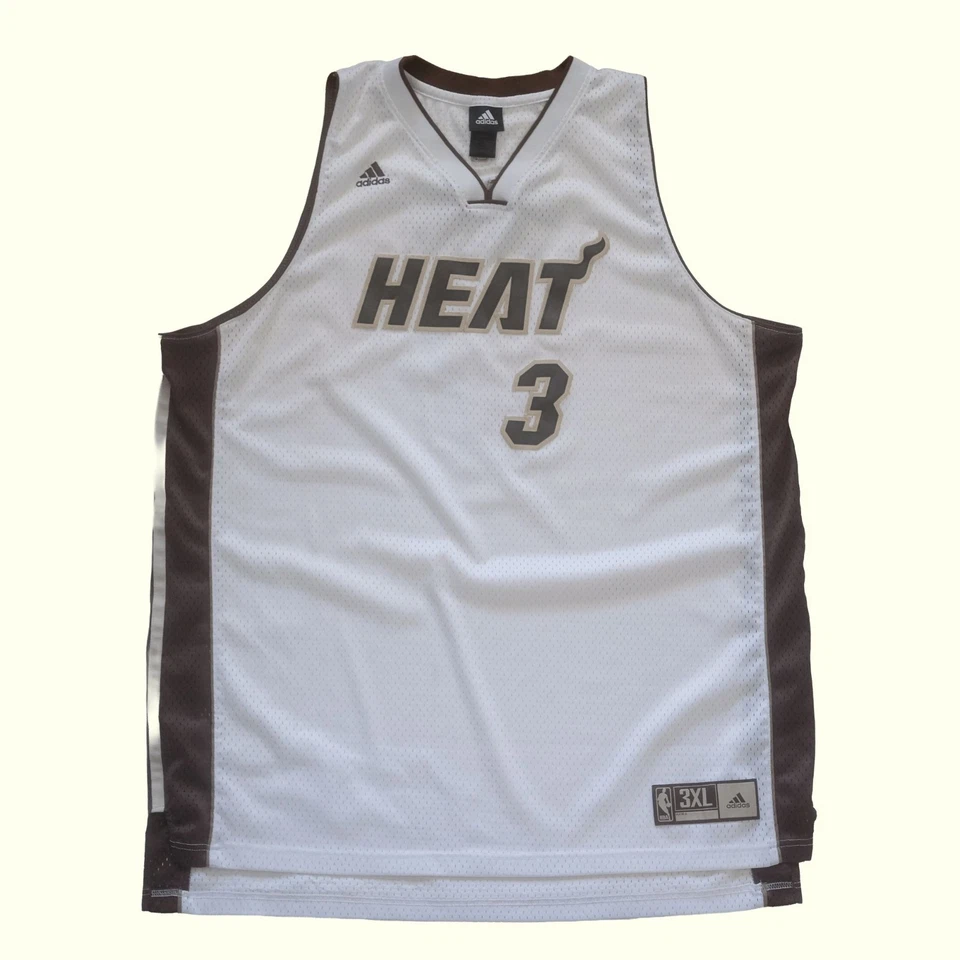 NBA ADIDAS VTG Y2K RETRO MIAMI HEAT DWYANE WADE BASKETBALL BROWN JERSEY SZ 3XL - Image 2 of 4