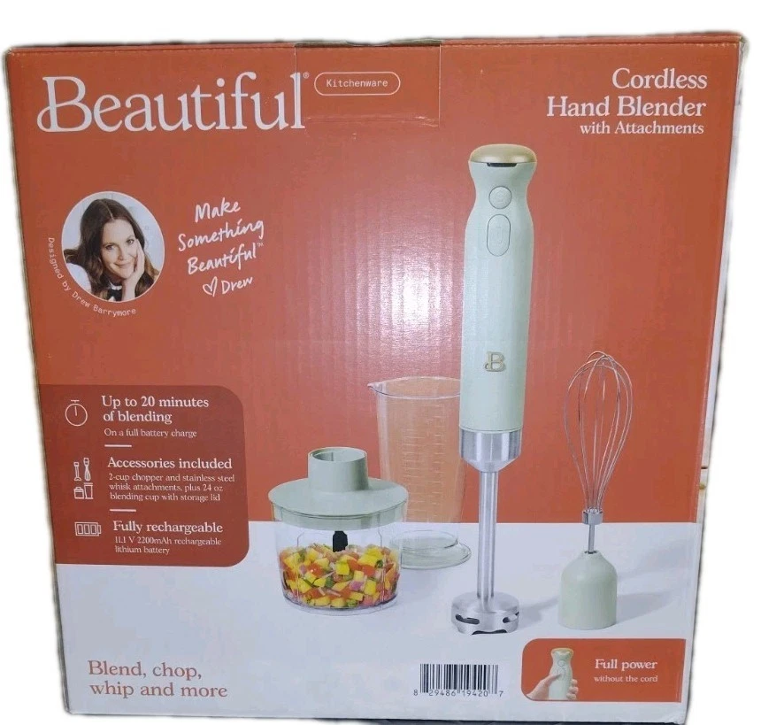Beautiful 2-Speed Immersion Blender with Chopper & Measuring Cup, Sage Green
Opens in a new window o