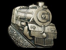 LH25156 VINTAGE 1979 CUT-OUT STEAM TRAIN ENGINE SOLID BRASS RAILROAD BUCKLE