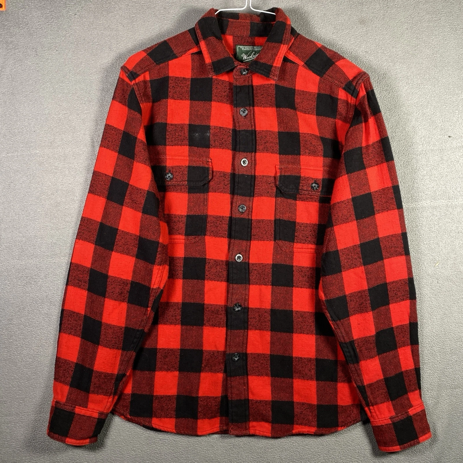 Woolrich Thick Dobby Red Black Buffalo Checked Flannel Shirt Adult Medium Mens M