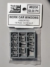 HO Scale Tichy Train Group 8206 Assorted Work Car Windows pkg (18)