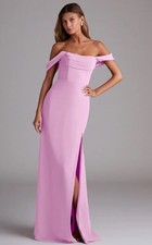 Azazie Pink Off-the-Shoulder Formal Dress Removable Off-Shoulder Straps Size 12
