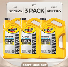3-Pack Pennzoil Platinum 5W-20 Full Synthetic Motor Oil 5 Qt | Free Shipping 19.98 per gallon