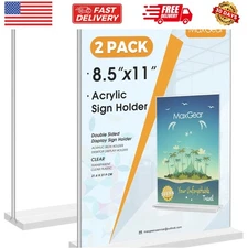 Acrylic 8.5x11 Inches , Double Sided Clear Display Stand Table Top Paper Hold...