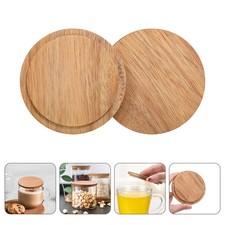 2pcs Replacement Wooden Lid For Coffee Mug Rustic Wood Lid Glass Cups Sealed