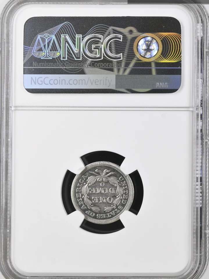 1849 O Seated Liberty 10¢ NGC XF Details Cleaned Box 29 Slot 32 - Image 2 of 2