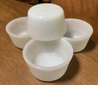 Vintage GlasBake White Milk Glass Set of 4 Textured Ramekin Custard Cups 4 oz