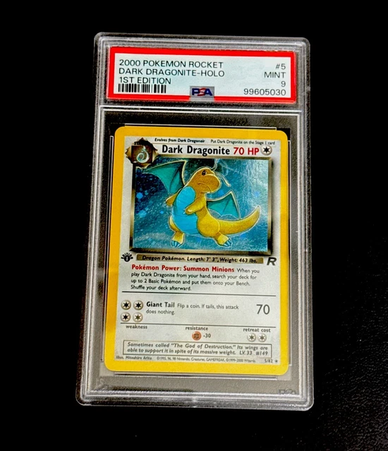 Vintage Pokemon Dark Dragonite Team Rocket 1st Edition Holo Rare #5 PSA 9 Mint 